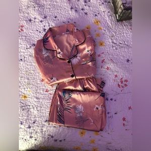 Pink satin pjs